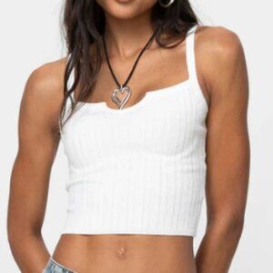 Princess Polly Kyria Knit Tank Top White Size US 0 Ribbed Lightweight Cropped